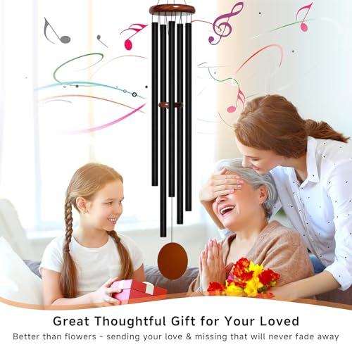 60" Aluminum Wind Chimes for Outside (Black / Classic 60" Deep Tone (5 Tubes))