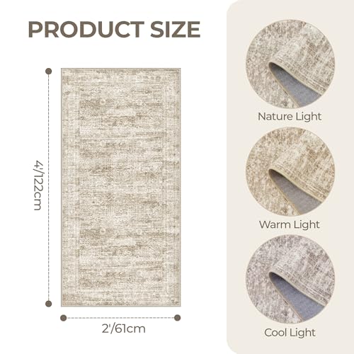 2x4 Rug Runners for Hallways Non Slip (Brown/Ivory / 2' x 4' (Runner))