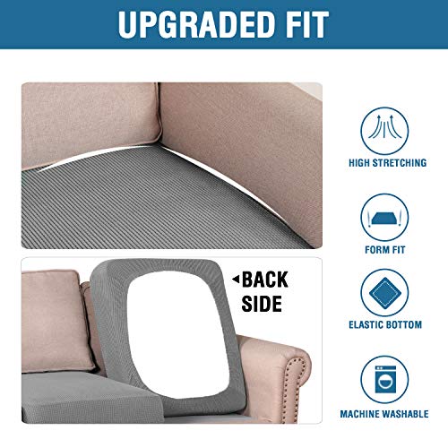 Super Stretch Couch Cushion Covers Sofa Cushion Slipcovers Jacquard Fabric Individual Seat Couch Slipcover Sets for Pets with Elastic Bottom (Dove)