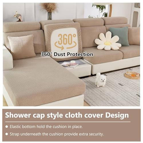 Couch Cushion Covers for Sofa Couch Covers Wear (Texture-light Coffee / Medium Back Cover)