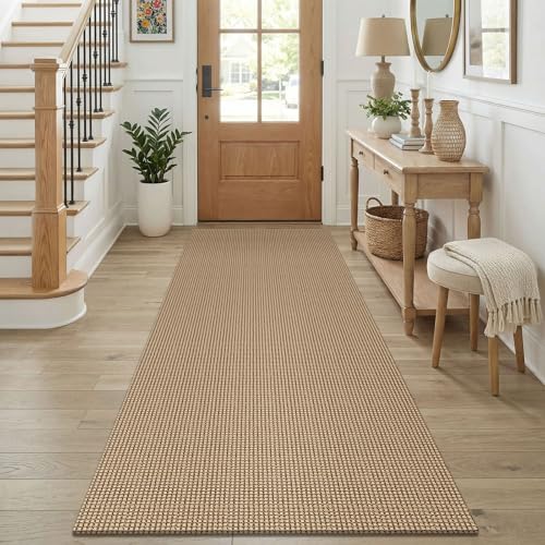 Runners for Hallways 3x8 ft Washable Kitchen Runner Non Slip Rubber Backed Hall Runners Cotton Entryway Runner Rugs for Indoor Backdoor Bedroom Kitchen (Orange Beige/Tan/Brown / 3' x 8' (Runner))