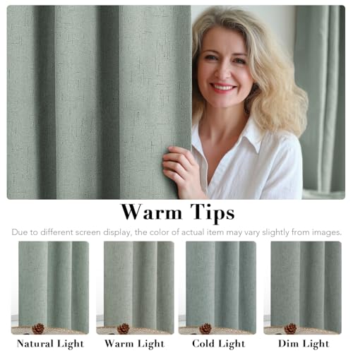 100% Blackout Linen Curtains 72" L 2 Panels Green Bay (Green Bay / 52"W x 72"L (Pack of 2))