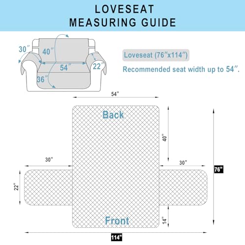 Oversized Loveseat Couch Cover for Dogs (Black/Grey / Loveseat - Oversized (54"))