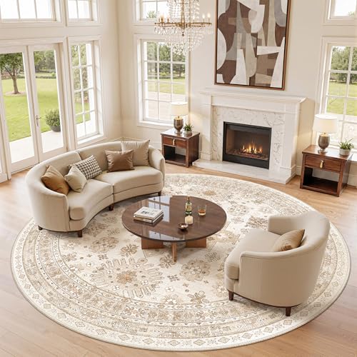 Round Rug 8ft (Cream/Beige / 8' (Round))