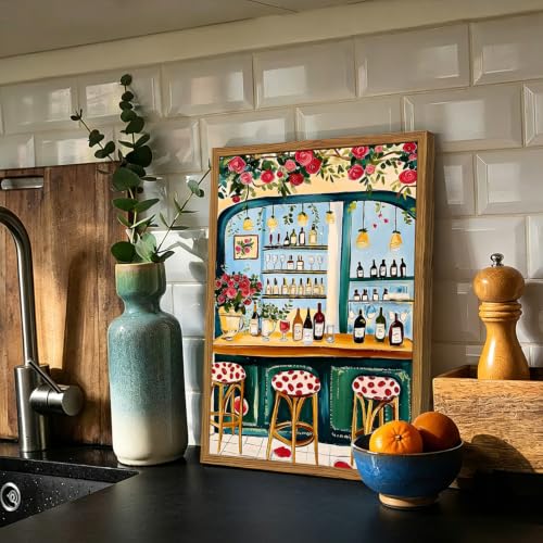 Framed Trendy French Bar Wall Art (Vibrant Bar / 24"L x 16"W)