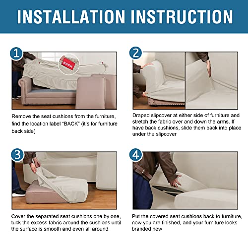 4 Piece Stretch Sofa Covers for 3 Cushion Couch Covers for Living Room Furniture Slipcovers (X-Large / Island Fossi)