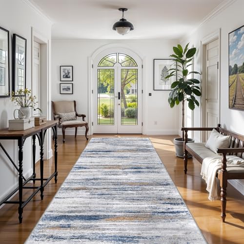 4x8 Wide Washable Runner Rug (Navy/Grey / 4' x 8' (Runner))