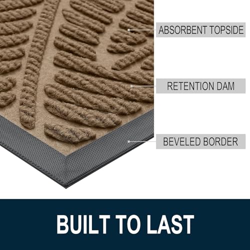 Waterproof Front Doormat (Light Brown / 29.5" X 17")