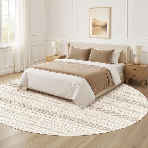 Round Rug Boho Area Rugs (Brown Tan / 5' X 5' (Round))