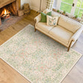 Beige Green Bedroom Rug 5x7 Area Rug for Living Room (Garden Green / 5' x 7' (Rectangular))
