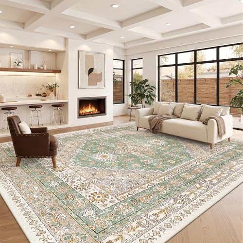 10x14 Area Rugs for Living Room (Green/Brown / 10' x 14' (Rectangular))