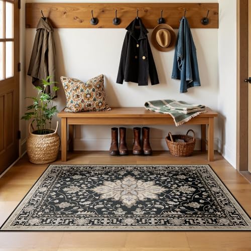 Washable Area Rug (Black/Neutral / 3' x 5' (Rectangular))