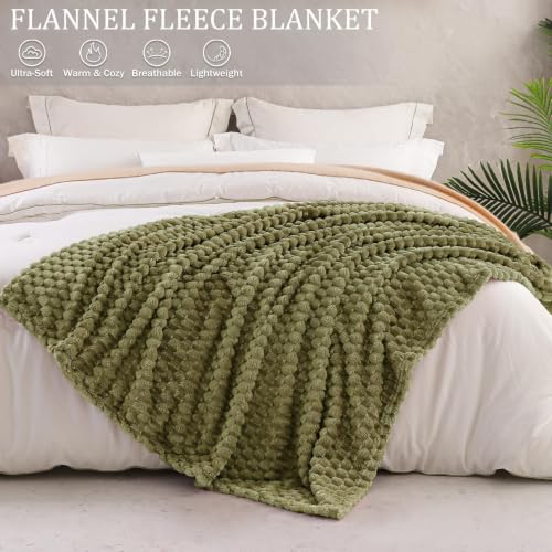 3D Fleece Queen Size Blanket for Bed (Olive Green / Queen ( 90x90 IN ))