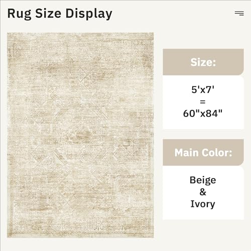 5x7 Area Rugs Beige (Beige/Ivory / 5' x 7' (Rectangular))