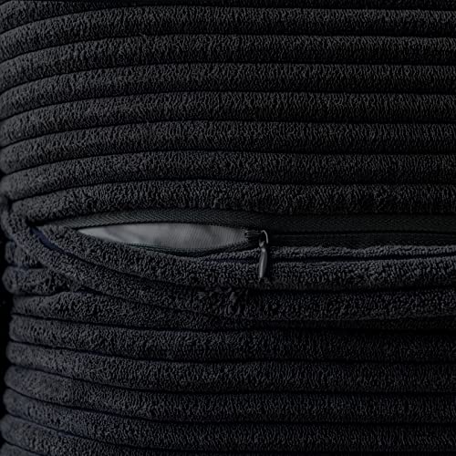 Decorative Lumbar Throw Pillow Covers 12x20 Inch Black 2 Pack (Black / 20" x 12" (Pack of 2))