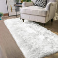 Runner Rugs for Hallway 2x10 White Faux Fur Rug Sheepskin Rugs for Living Room Washable Fluffy Rug for Bedroom Coushin Rectangle (2' x 10' (Runner) / White)