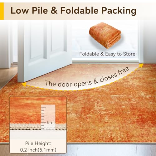 Washable 5'x7' Abstract Area Rug for Living Room Orange (Orange / 5' x 7' (Rectangular))