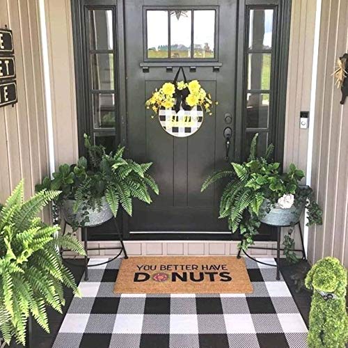 Buffalo Plaid Outdoor Rug (2'4" x 3'7" (Rectangular) / Black and White Plaid)