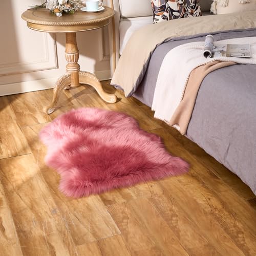 Ultra Soft Fluffy Shaggy Area Rug Faux Fur Rug Chair Cover Seat Pad Fuzzy Area Rug for Bedroom Floor Sofa Living Room (Blushpink / 2' x 3' (Sheepskin))