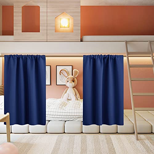 Basement Bathroom Kitchen Cafe Blackout Privacy Window Curtains (Marine Blue / 34"W x 30"L (Pack of 2))