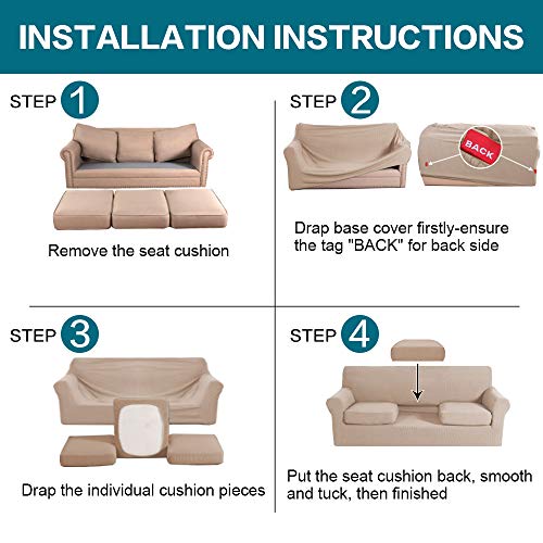 4 Piece Sofa Slipcover Sofa Covers for 3 Cushion Couch Soft Couch Cover for Dogs (Sofa (3 Cushion) / Sand)