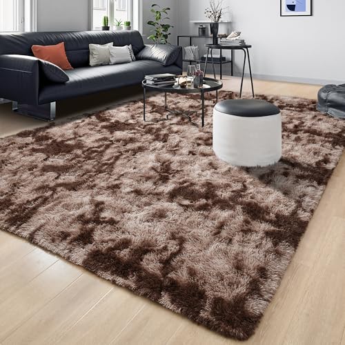 6x9 Fluffy Area Rugs for Living Room Bedroom (Tie-dyed Coffee / 6' X 9' (Rectangular))