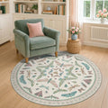 Insect Light Green 5ft Round Area Rug for Living Room (5' (Round) / Beige Green)
