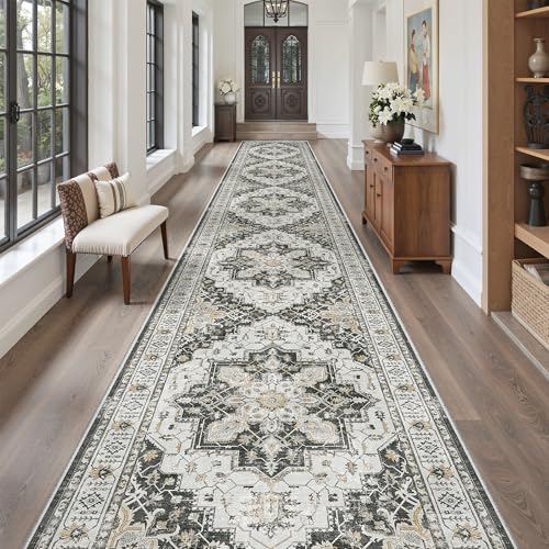 Hallway Runner Rug 3x20 Washable Kitchen Runners 20ft (Black / 3' x 20' (Runner))