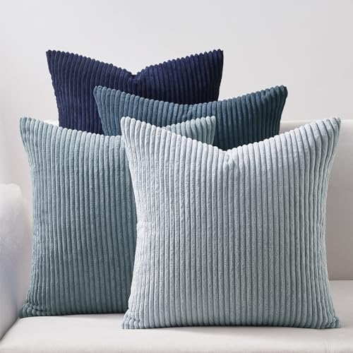 Decorative Throw Pillow Covers Cushion Cases (Blue / 22" x 22" (Pack of 4))