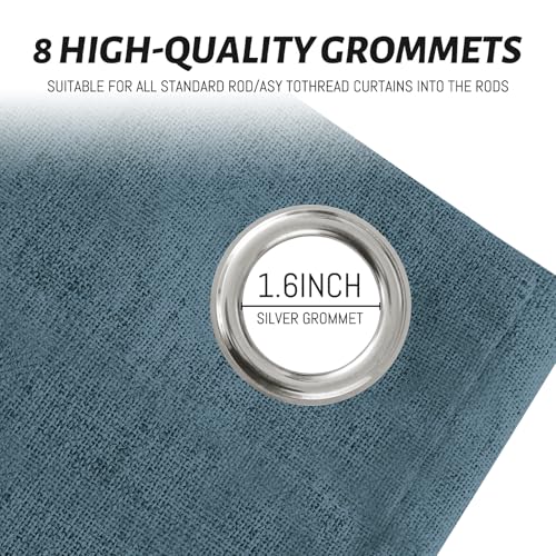 Dusty Blue Linen Textured Curtains 96 Inches Long for Living Room (Linen Dusty Blue / 52"W x 96"L (Pack of 2))