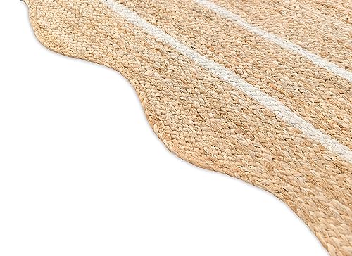 Wave Scalloped Natural Jute Rug (Off White / 8'x10' (Rectangular))