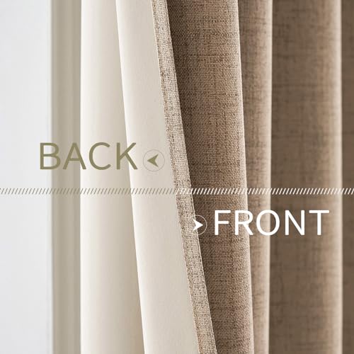 100% Blackout Linen Curtains for Bedroom 42x90 Inches Copper Brown (Copper Brown / 42"W x 90"L (Pack of 2))