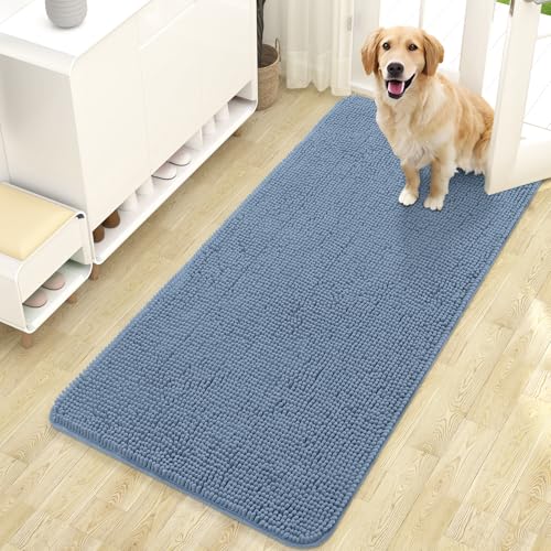 Dog Door Mat for Muddy Paws 47x24 (Airy Blue / 47" X 24")