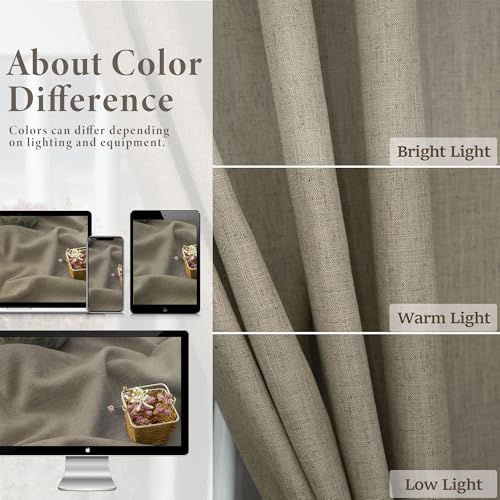 Taupe Curtains 84 Inches Long for Living Room 2 Panel Sets Burlap Curtain Back Tab Neutral Modern Farmhouse Window Privacy Semi Sheer Linen Drape Pinch Pleated Look Curtain Dark Brown 84 Length (52"W x 84"L (Pack of 2) / Dark Taupe)