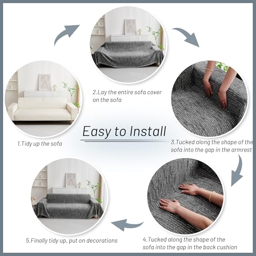 Couch Covers for Sofa (71" x 150" / 9# Lines Dark Grey)
