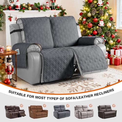 Waterproof Recliner Loveseat Covers Washable (Dark Gray / 2 Seater)