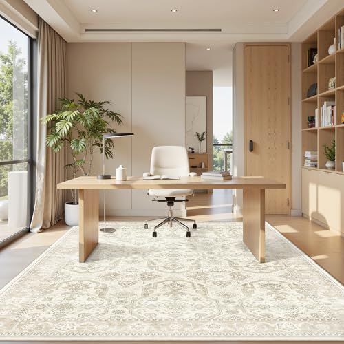 6x9 Area Rug for Living Room Washable Rugs Non (Beige/Brown / 6' x 9' (Rectangular))