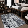 Washable 4'x6' Abstract Area Rug for Living Room Black White (Black/Navy Blue/Gray / 4' x 6' (Rectangular))