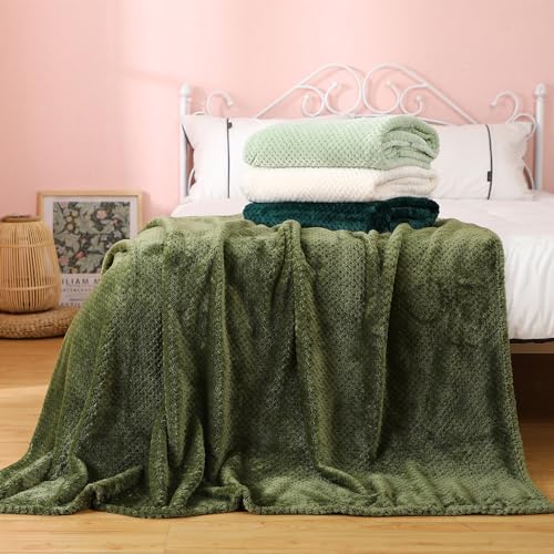 4 Pcs Fleece Throw Blanket (Gradient Green)