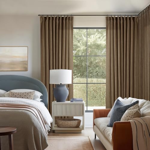 Dutch Cocoa Pinch Pleat Linen Curtains 92 Inches Long 60 Inch Wide 1 Panel (Dutch Cocoa / 60"W x 92"L (Pack of 1))