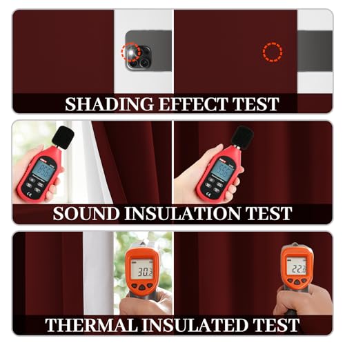 100% Blackout Curtains 52x72 inch Burgundy Red Window Drape (Burgundy Red / 52"W x 72"L (Pack of 2))