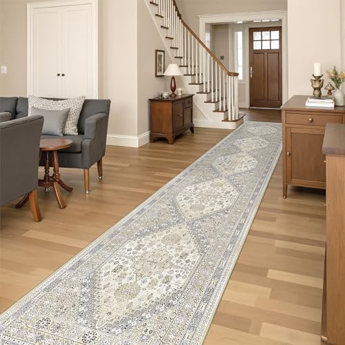 Washable Runner Rug 2.5x16 (Beige / 2'6" x 16' (Runner))