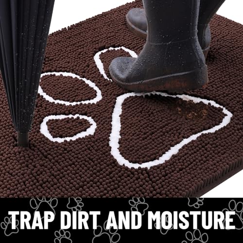 Dog Door Mat for Muddy Paws (59"X20" / Brown and White)
