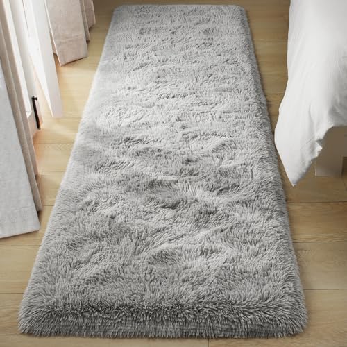 Grey Soft Runner Rugs for Bedroom 2x6 ft with Rubber Backing (Grey / 2' X 6' (Runner))