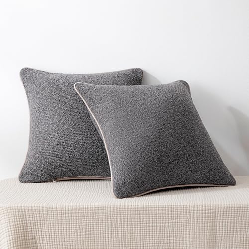 Boucle Throw Pillow Covers for Couch (Grey / 26" x 26" (Pack of 2))