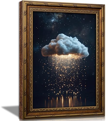 Vintage Gold Framed Moody Cloud Wall Art (cloud / 11"LX9"W)