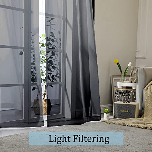 Black Sheer Curtains 144 inch Extra Long (Black / 42"W x 144"L (Pack of 2))