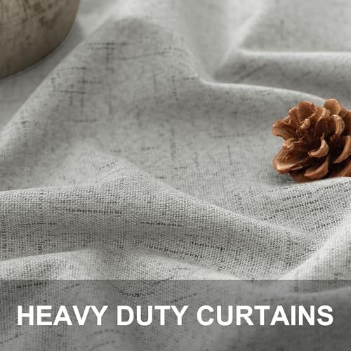 Gray Room Darkening Curtains 96 Inches Long for Living Room 2 Panels Faux Linen Back Tab Pleated Puddle Length Thermal Insulated Medium Gray Light Weight Blackout Curtains for Bedroom 8ft Light Grey (Light Grey / 52"W x 96"L (Pack of 2))