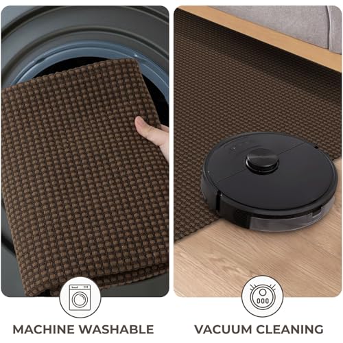 Runners for Hallways 2x8 ft Washable Kitchen Runner Non Slip Rubber Backed Hall Runners Cotton Entryway Runner Rugs Floor Carpet for Indoor Backdoor Bedroom Kitchen (Reddish Brown/Coffee / 2' x 8' (Runner))