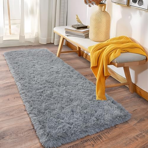 Soft Runner Rugs for Bedroom Hallways (2' x 6' (2 pcs) / Grey)